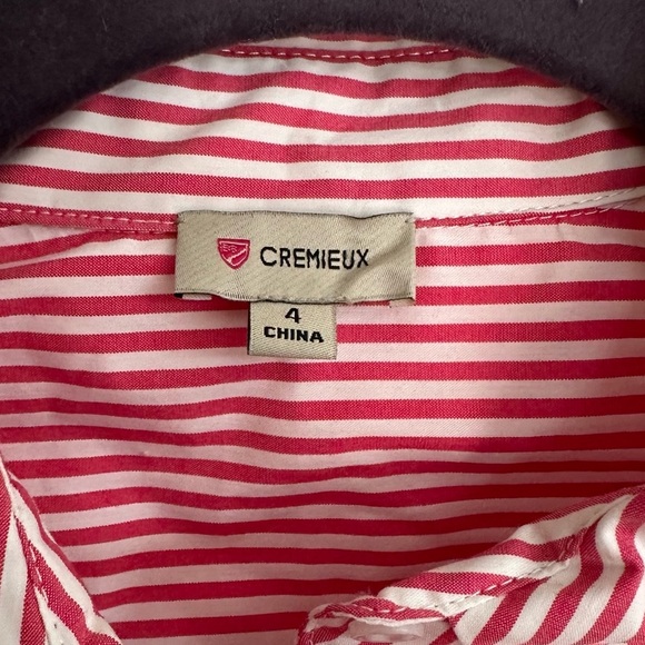 Cremieux Red and White Stripe Pin-tuck Button Down Shirt Dress 4 - Picture 8 of 9